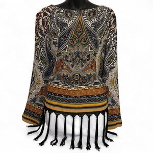 Designer Joseph Ribkoff Bohemian swim cover-up or blouse.